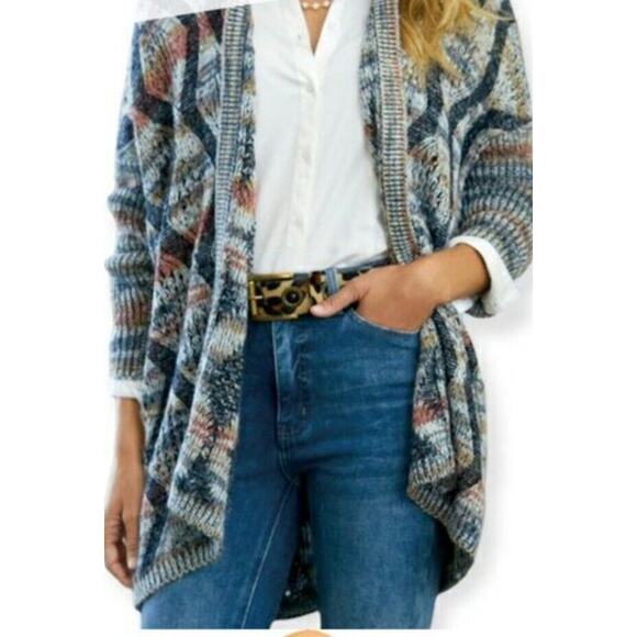 Soft Surroundings Pendley Cable Knit Sweater Wool Blend Midi Open Cardigan PL-XL - Picture 7 of 7